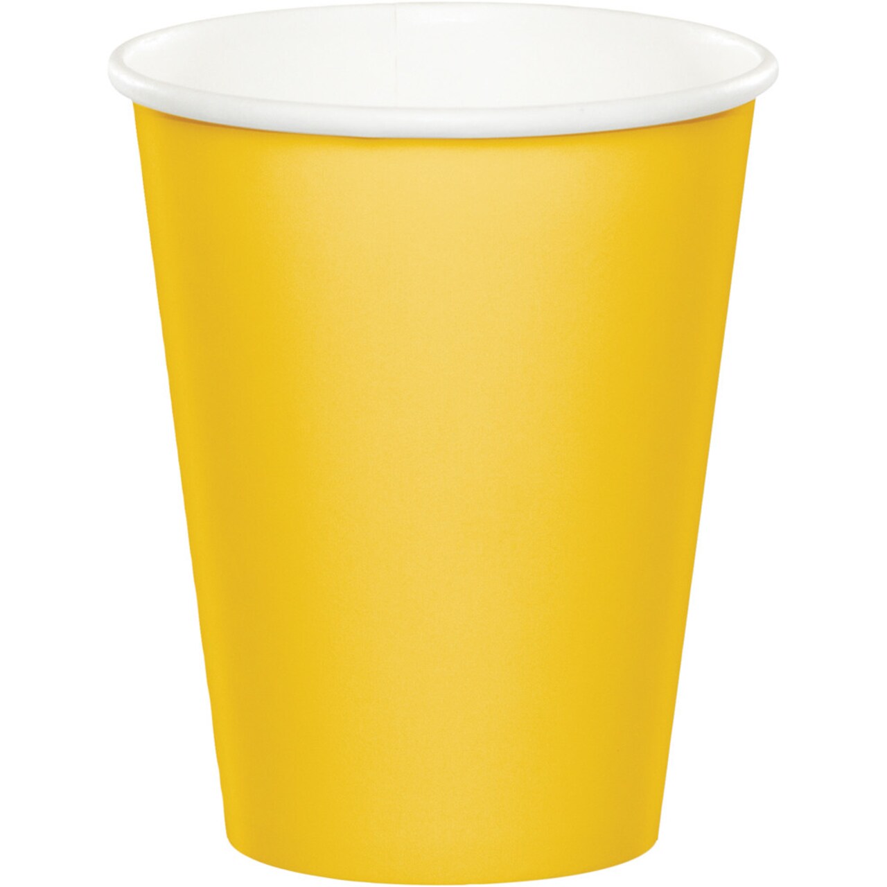 Party Central Hot and Cold Disposable Paper Drinking Party Tumbler Cups - 9oz. - School Bus Yellow - Club Pack of 240